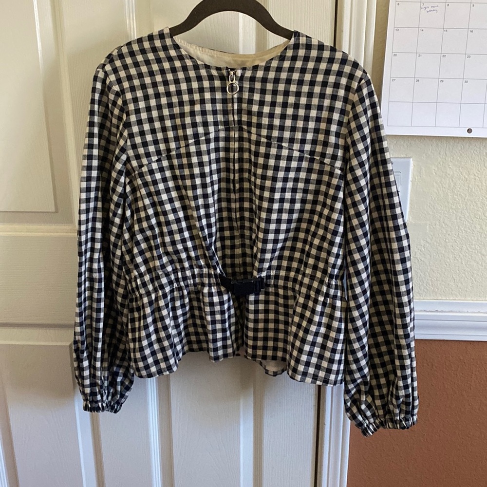 Zara - checkered peplum jacket (size L)